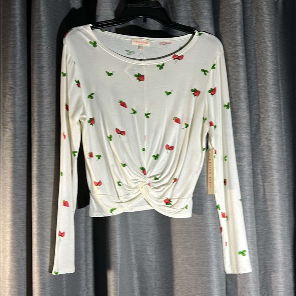 Urban Girl Long Sleeved Crop Top (Strawberries as design)